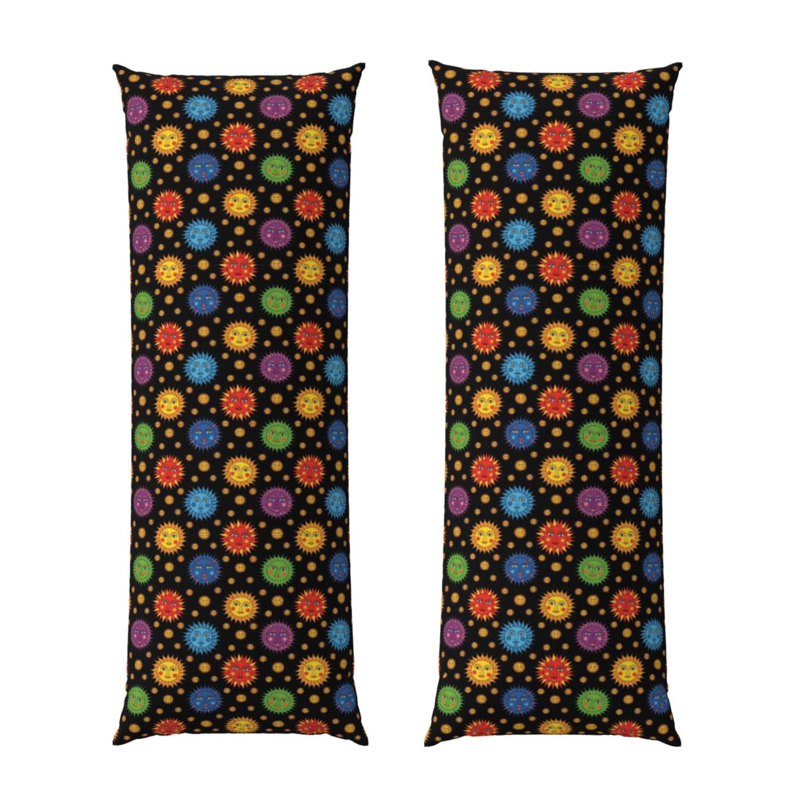 Body Pillow Case 20x60 Trippy Sun Moon Art Black, Zippered Cozy Pillow Cover, Soft Plush Cushion Protector, Machine Washable for Bed Sofa Couch