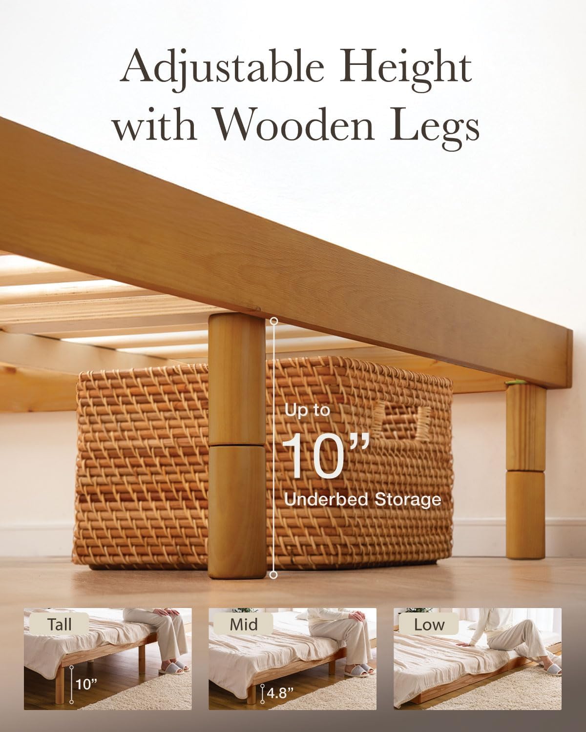 Amazon｜タンスのゲン ベッド ダブル 天然木 北欧パイン材使用 宮棚