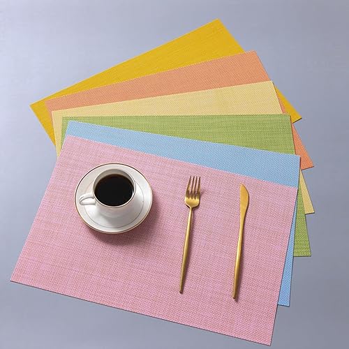 Miniatura 4 de Zupro Juego de 4 manteles individuales lavables, resistentes al calor, antideslizantes, trenzados, de vinilo de PVC, para cocina, comedor, patio,