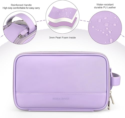 Miniatura 10 de Rhea Rose Neceser para mujer, organizador de bolsa de viaje de maquillaje, bolsa de cosméticos de baño grande, kit de Dopp de viaje, bolsa de ducha,