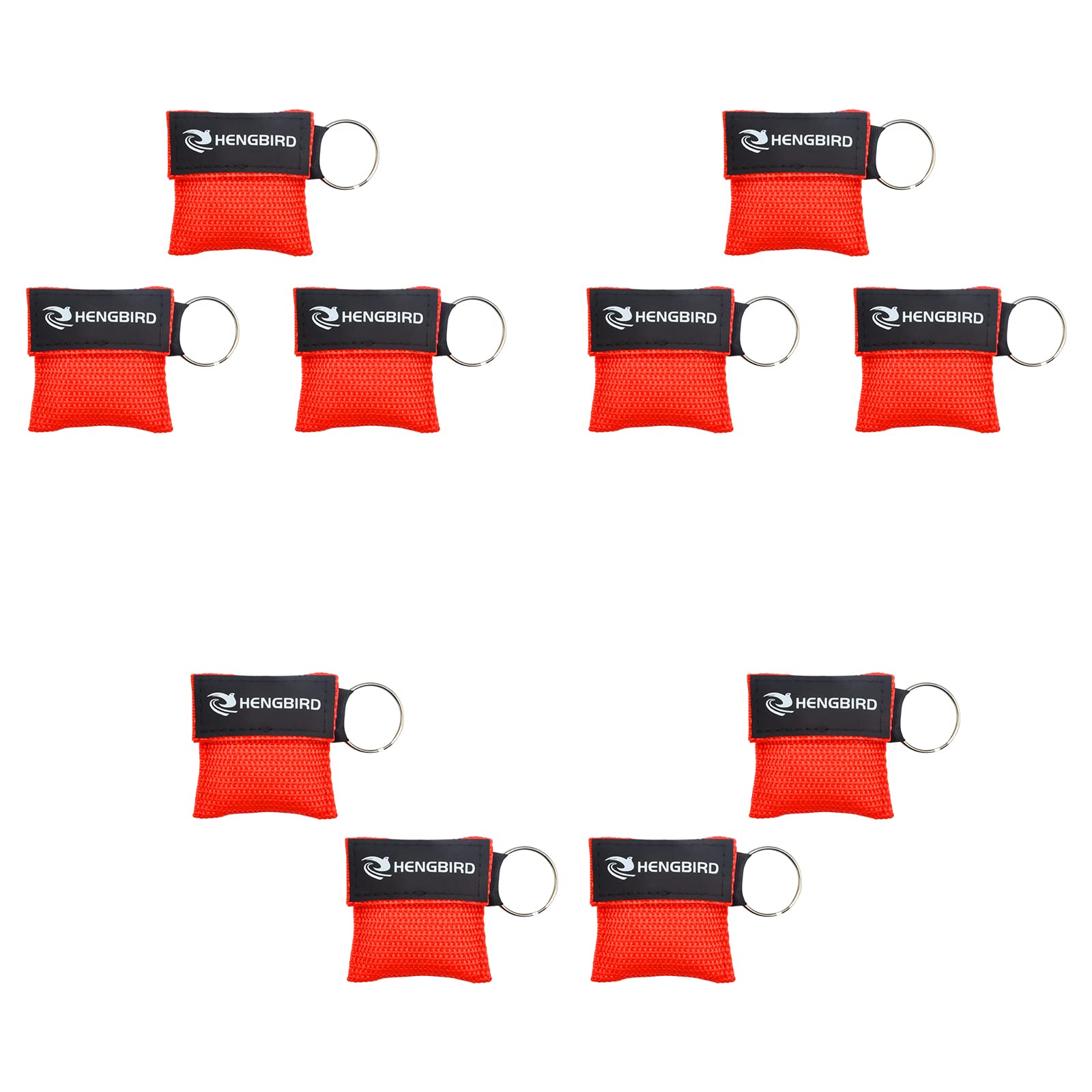 HENGBIRD Maschera di respirazione portachiavi CPR Face Shield di primo soccorso maschere respiratorie per adulti e bambini, panno di emergenza per primo soccorso o addestramento AED (rosso, 30)