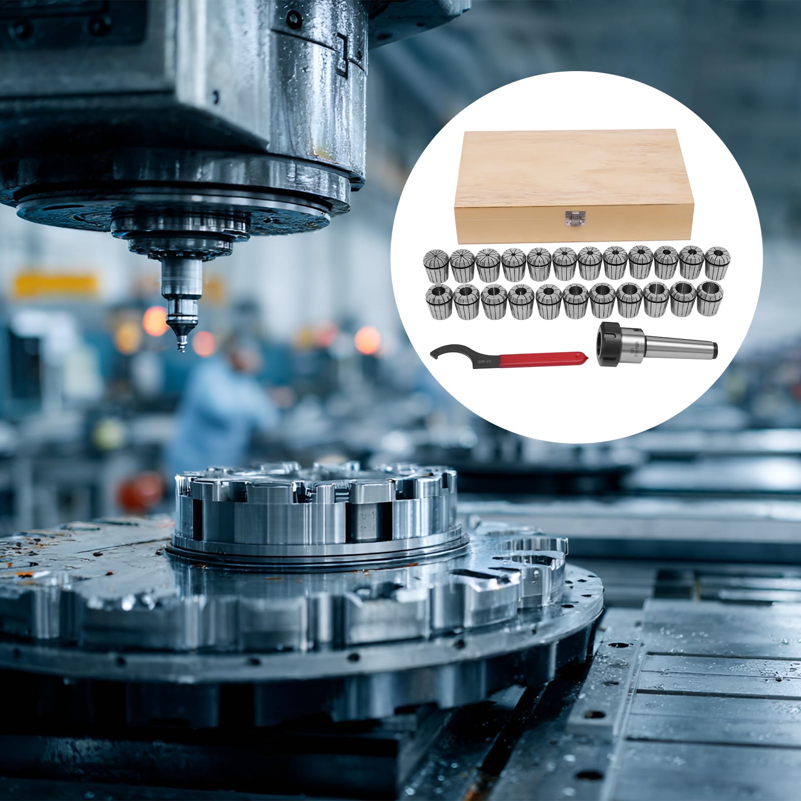Juego de 23 alicates de alta precisión ER40 con alicates MK4/MT4 M16, juego de alicates de sujeción (Ø 4-26 mm) de acero para máquina de grabado CNC fresadora