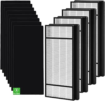 4 HEPA Replacement Filter H and 8 Carbon Pre Filter B Compatible with Honeywell Air Purifiers HRF-H1 HRF-H2 HRF-B2C, Compatible with Honeywell HPA050, HPA060, HPA150, HPA160, HHT055, HHT155 Series