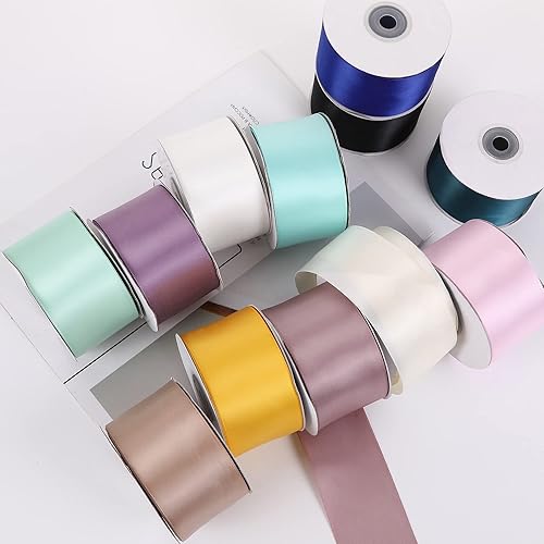 Miniatura 4 de Cinta de satén de doble cara de 2 pulgadas de ancho, cinta de tela blanca de 25 yardas, perfecta para envolver regalos, hacer lazos para el cabello,