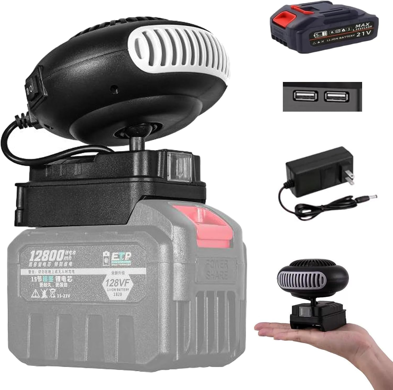 Battery Operated Heaters For Indoors Car,2026 Portable Golf Cart Heater,Tent Heater for camping,360° Rotatable 1500mAh Rechargeable Battery Operated Heaters for Indoors Car Camping (5-cell)