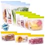 SPLF 10 Pack Reusable Food Storage Bags Dishwasher Safe, BPA Free Reusable Freezer Bags, Extra Thick Silicone Free Stand Up Bags for Meal Prep, Sandwich, Bread, Veggies - 3 Gallon 4 Quart 3 Snack