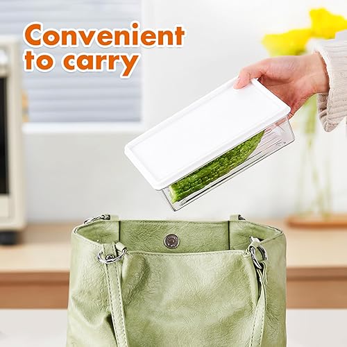 Miniatura 7 de OKUMEYR Contenedor de almacenamiento de tocino transparente con tapa, caja de almacenamiento de carne para refrigerador, organizador de alimentos