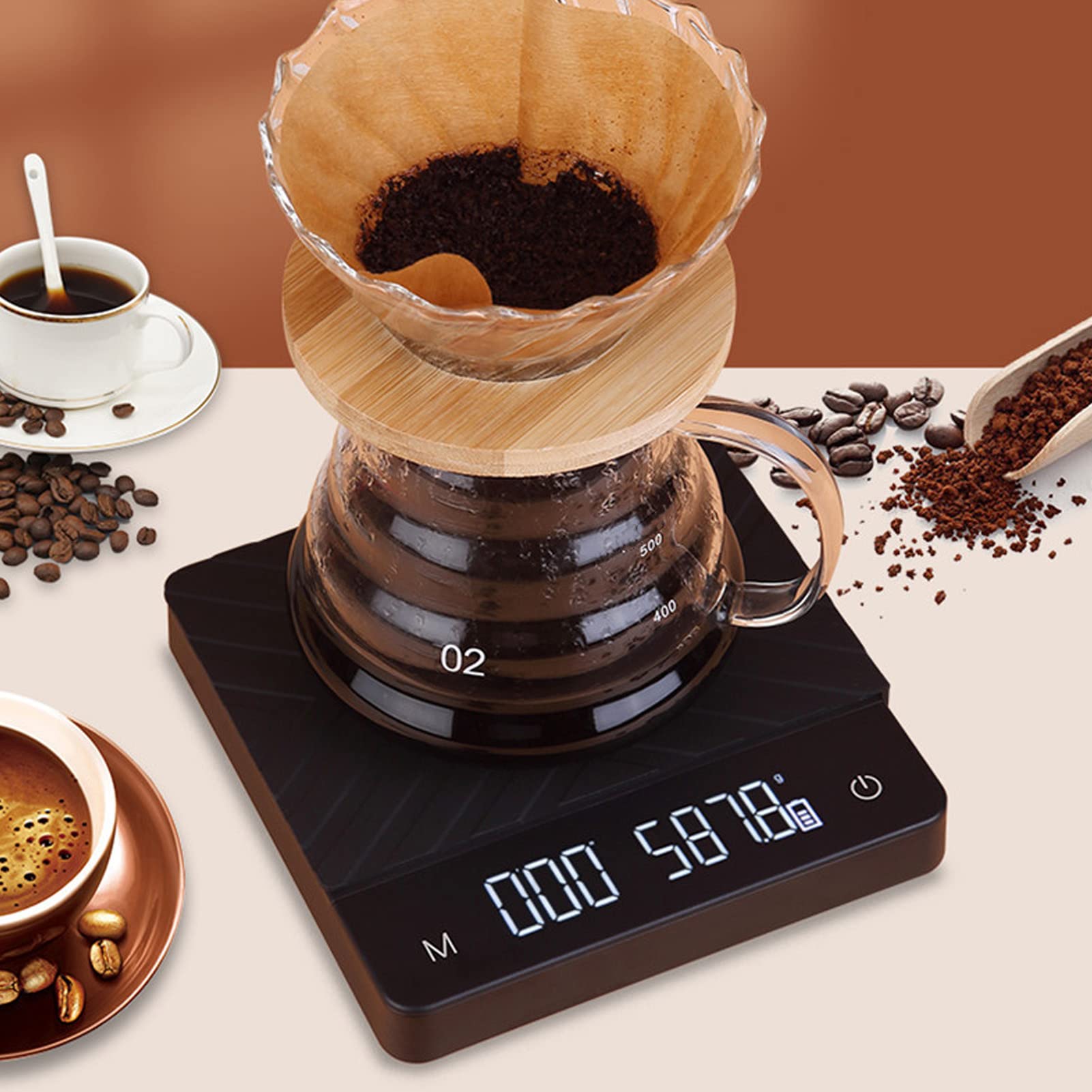 Báscula De Café Con Temporizador, Báscula De Café Digital Precisa De Alta Precisión, Báscula De Cocina Digital Inteligente Recargable Por USB Para Hornear, Cocinar, Preparar Comidas(3KG/0,1g)