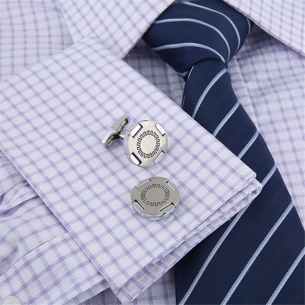 Gemelli circolari con Motivo Meccanico, Gemelli per Camicia, Gemelli spazzolati Bicolore