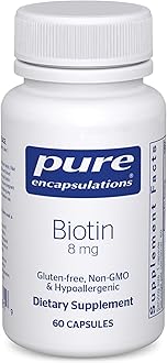 Pure Encapsulations Biotin 8 mg - B Vitamin Supplement to Aid Stress Relief, Hair, Skin & Nail Strengthening, Metabolism, Carbohydrate Support & Nervous System* - with Premium Biotin - 60 Capsules