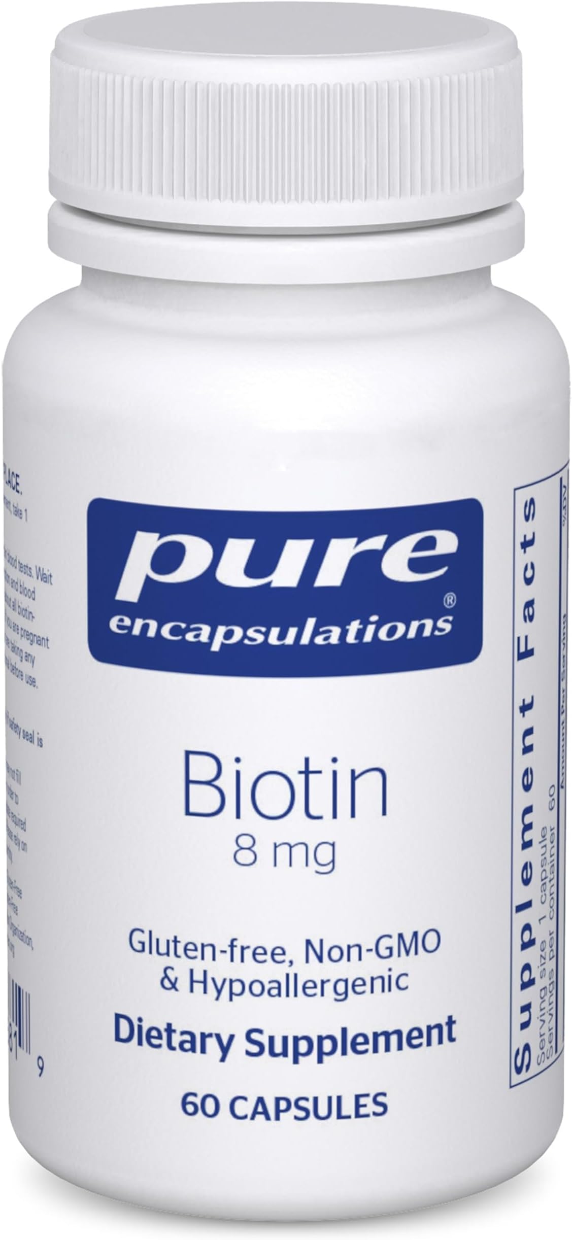 Biotin 8 mg - Hypoallergenic B Vitamin Supplement - 60 Capsules