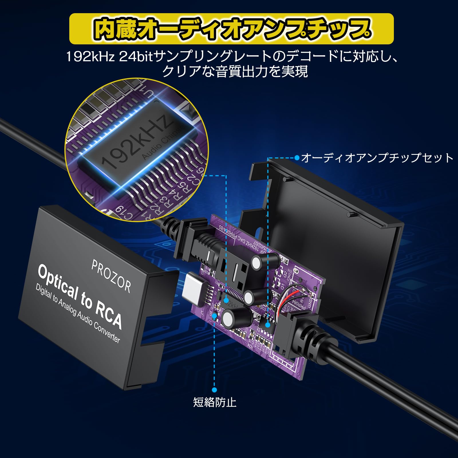Amazon.co.jp: PROZOR 192KHz 24bit デジタル to アナログ変換