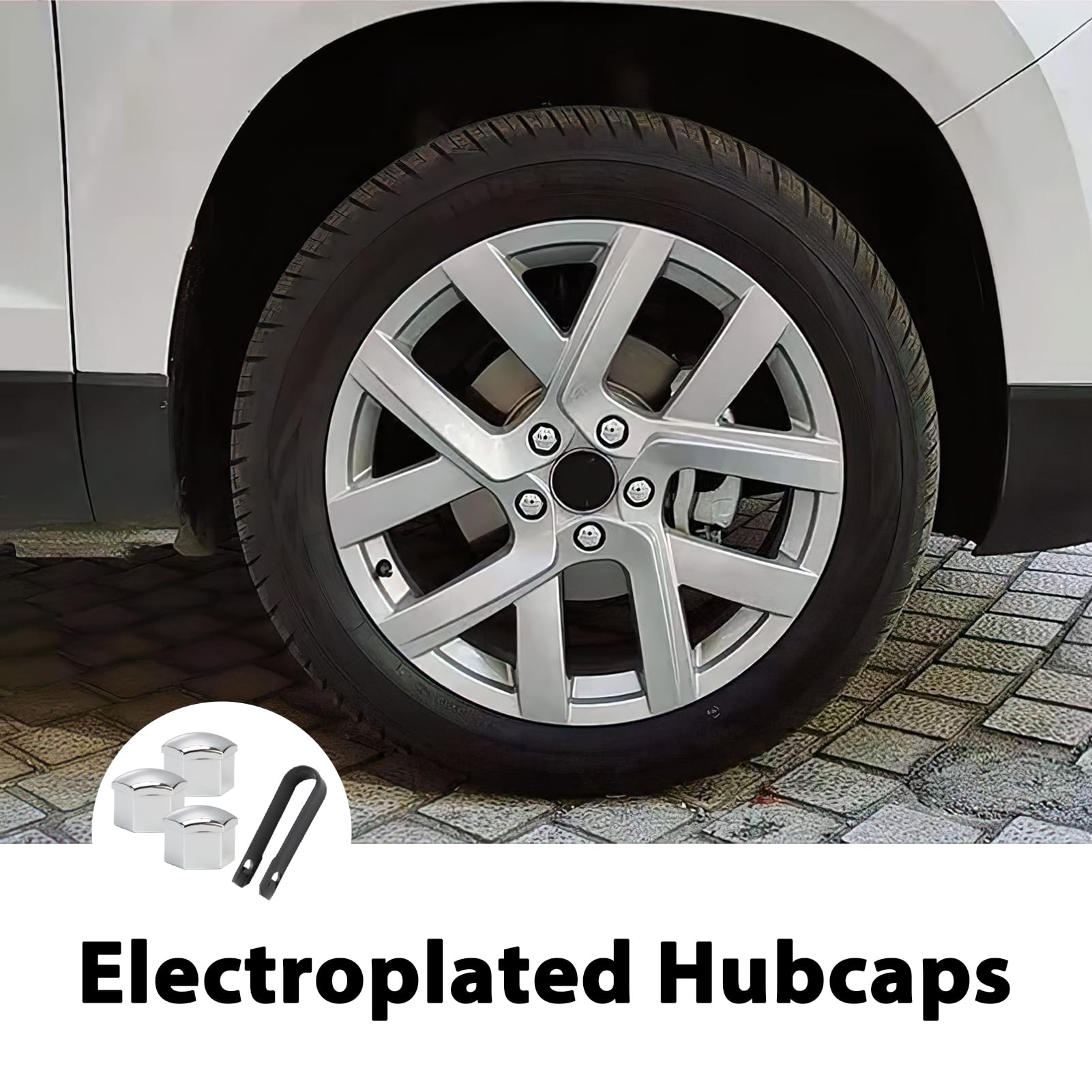 Copri Bulloni Ruota 17mm - 20 Pezzi, Argento Elettrolitico, Con Strumento Rimozione - Foto 9