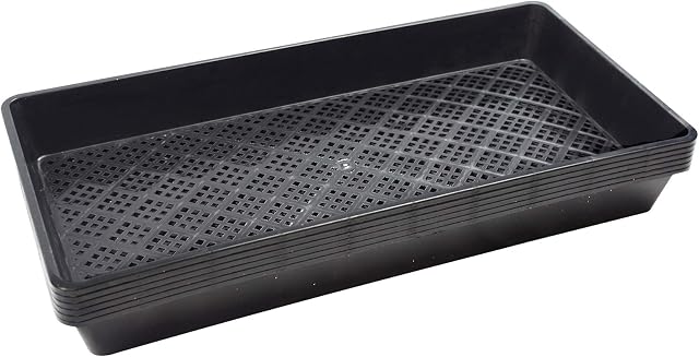 BeGrit 6 Pack Garden Trays Large Plastic Seed Trays Growbag Tray Rectangle Seed Sprouter Tray Black with Drain Holes54CM X 28CM X 5CM for Plant Germination Microgreens Hydroponic Application