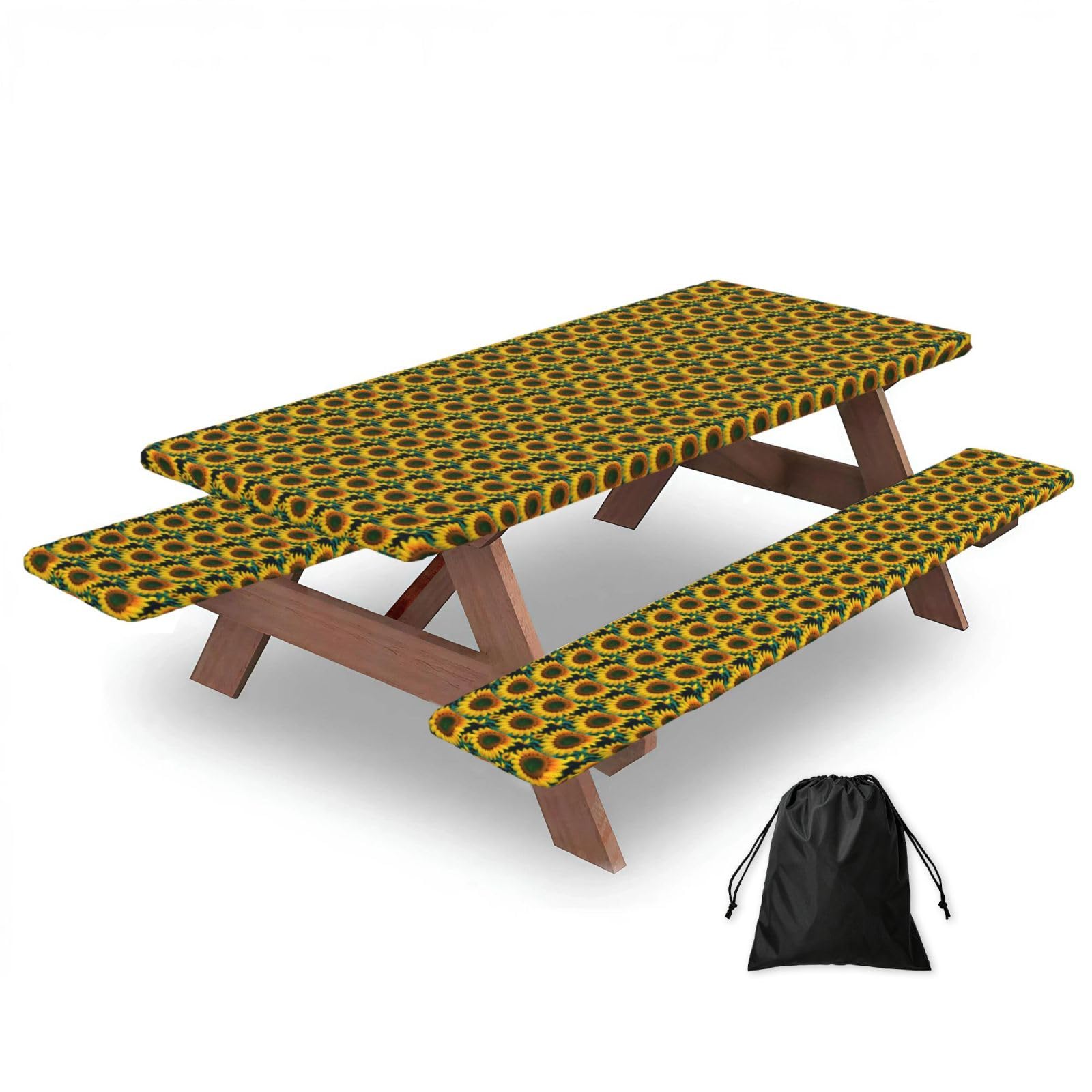 AYYQWE Rainbow Sunflower Print Picnic Table Bench Cover Outdoor Garden Party Decor Daily Accessory Gift