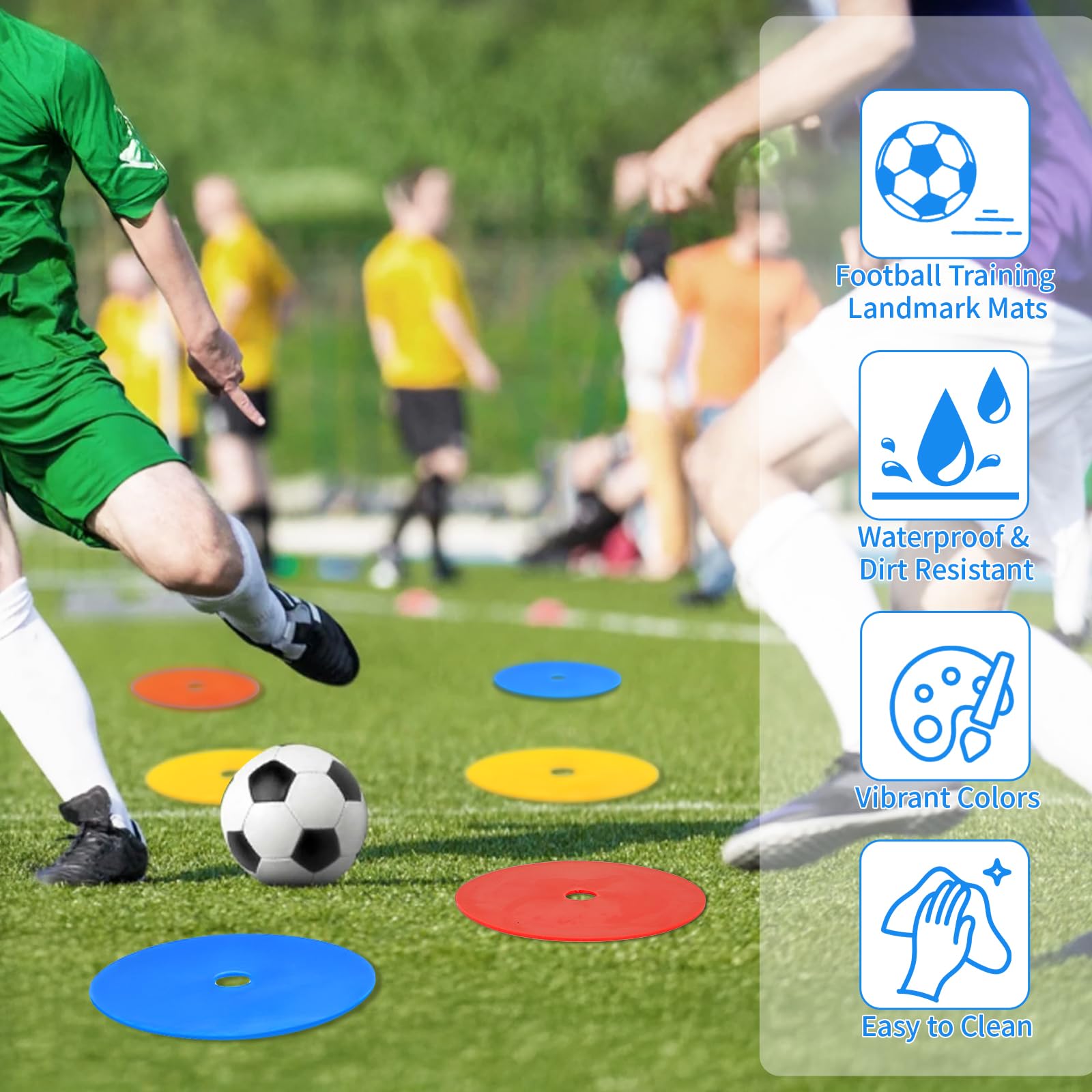 SWAWIS Lot de 25 Plot Sport Plats Diamètre 15 cm Disques Marqueurs Antidérapants - Marqueurs de Terrain de Jeu, Plot Sport pour Football, Basket, Handball et