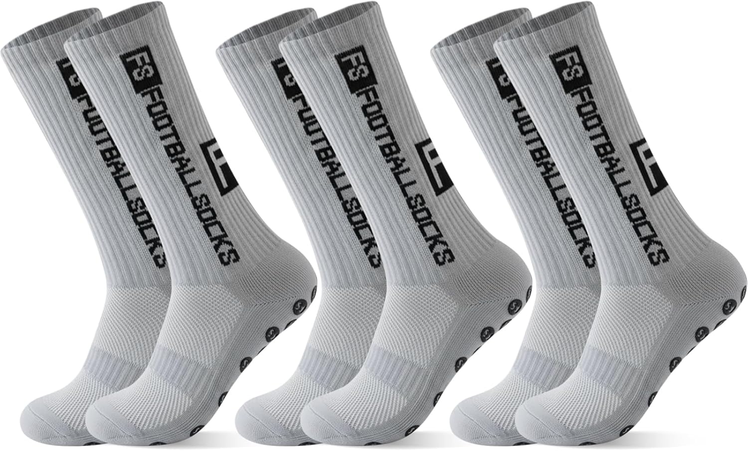 Betrynidil 3 paar antislip voetbalsokken voor heren, anti-blaren-grip, ademende sportsokken voor yoga, voetbal, tennis, basketbal, hardlopen, Geel, 39-46