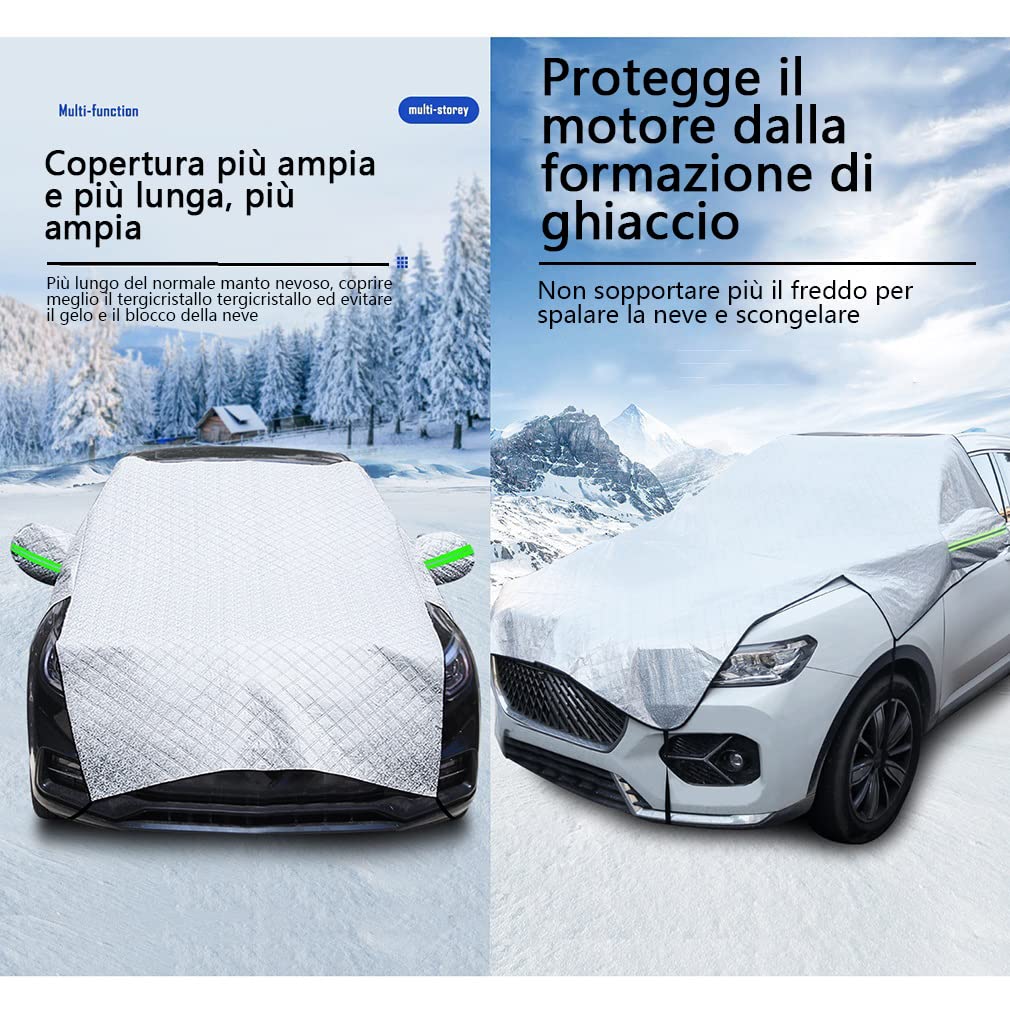Copertura per Parabrezza per Auto,Protezione Parabrezza Antighiaccio con Copertura Specchietto Retrovisore,Visiera,Protezione per Neve,Ghiaccio,UV E Gelo,Facile da Installare-Super Large Size
