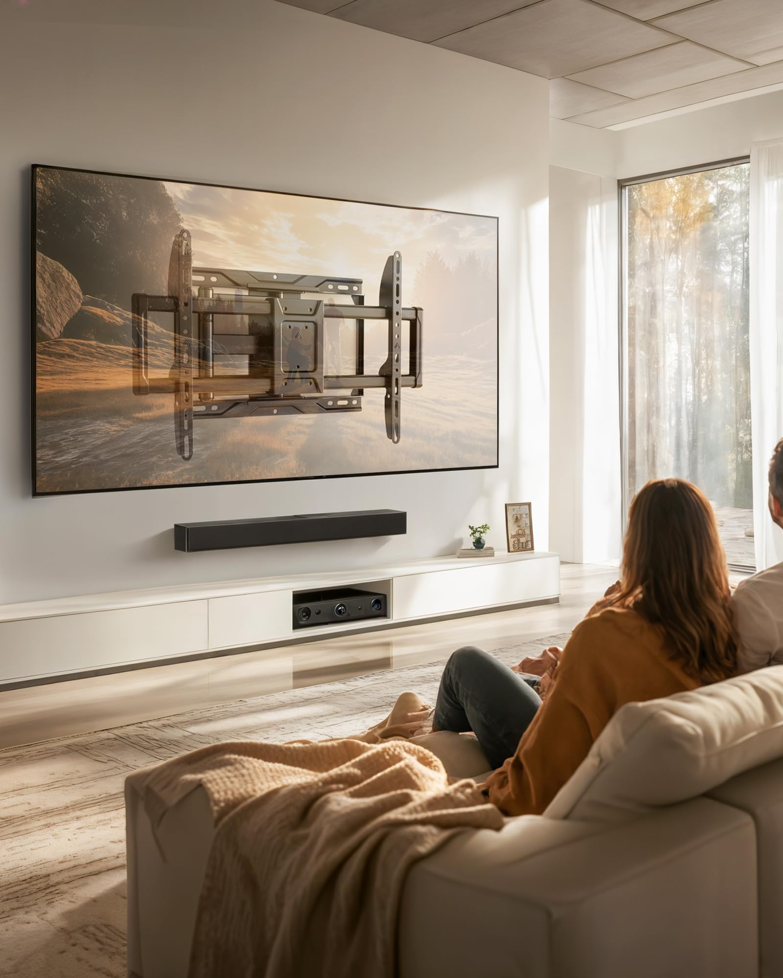 monTEK Soporte TV de Pared 37~84", VESA 600×400mm Máx. Carga Máx.50Kg | Soporte De Televisor De Pared, Soporte De Pared,Brazo Articulado,Inclinación,Rotación,Movimiento completo