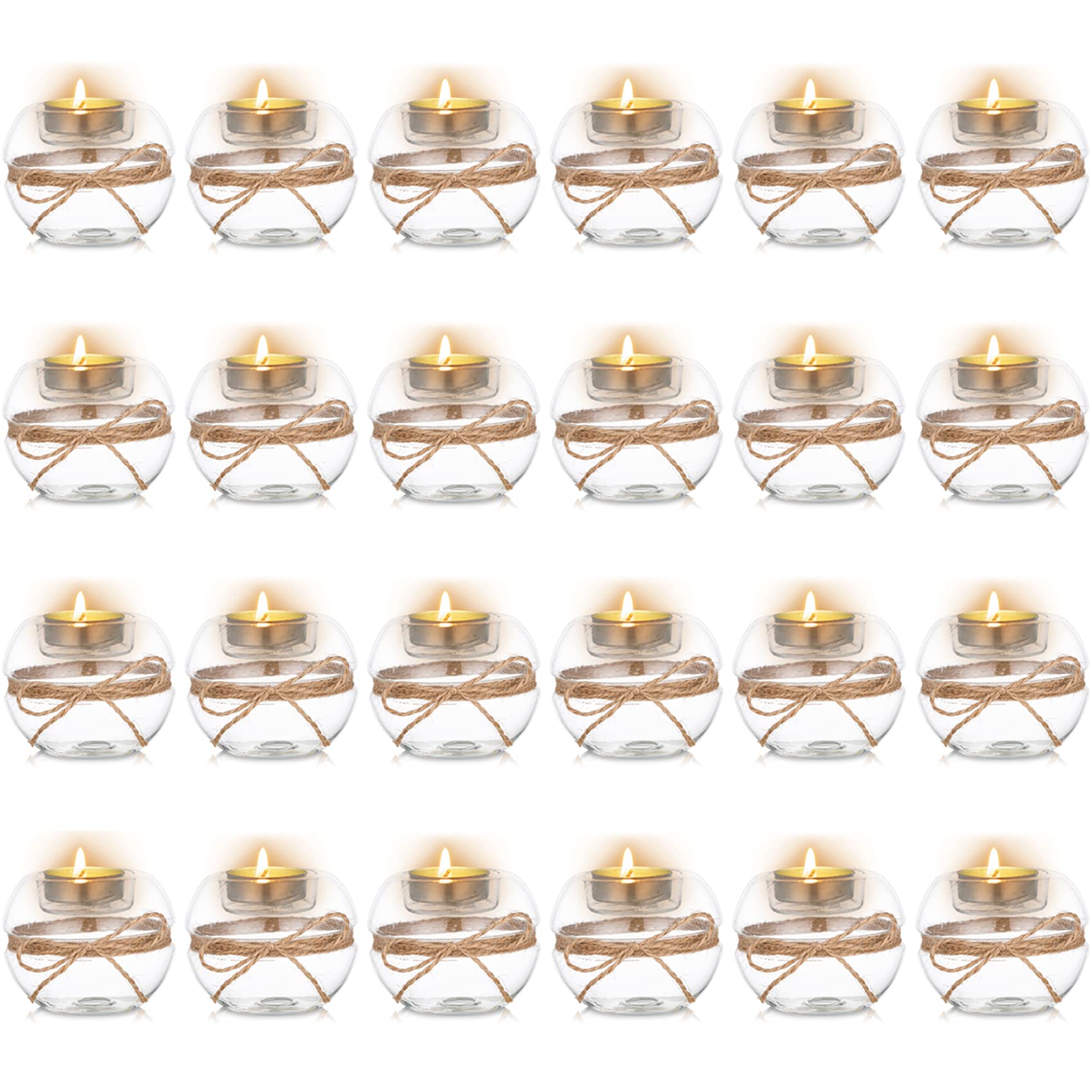 NUPTIO 22 Pièces Bougeoirs en Verre Clair pour Bougie Chauffe-Plat, 2 Types D'utilisation Bougeoir, Décoration de Table pour Mariage, Fête, Événements, Nuptiale, Votive (22 Pcs + 2 Pcs)