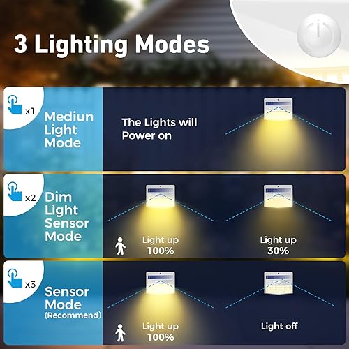 Vista 44 de Luces solares para exteriores con sensor de movimiento [138 LED/10 paquetes] Luz solar de seguridad para exteriores con 3 modos de iluminación