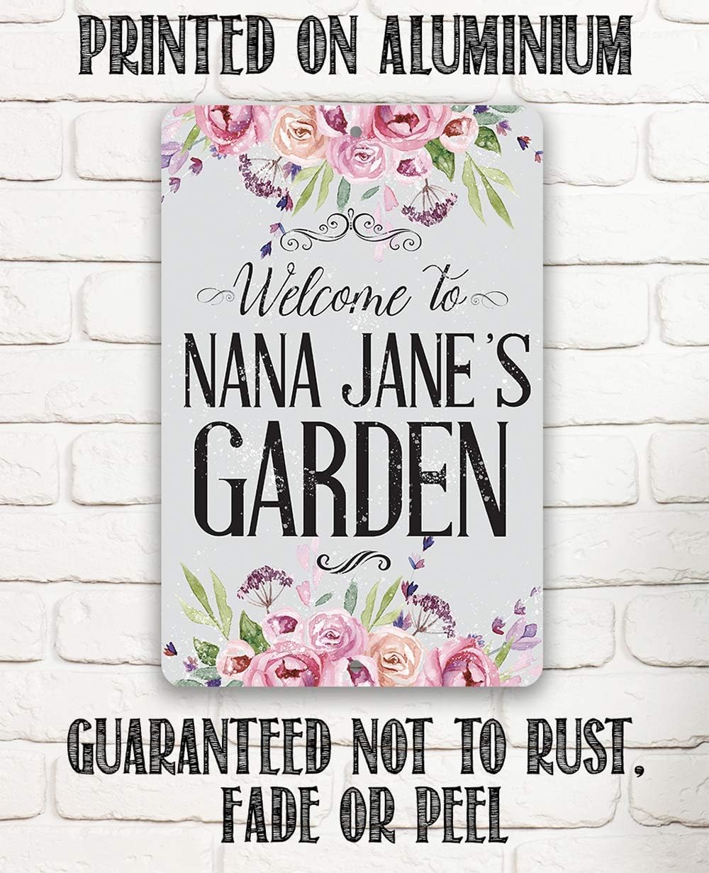 Personalized Welcome Garden Sign - Floral Garden Decor, Plants Decoration and Lawn Yard Garden Display, She Shed Decor and Great Gardeners Gift, 12x18 or 8x12 Indoors or Outdoors Durable Metal Sign