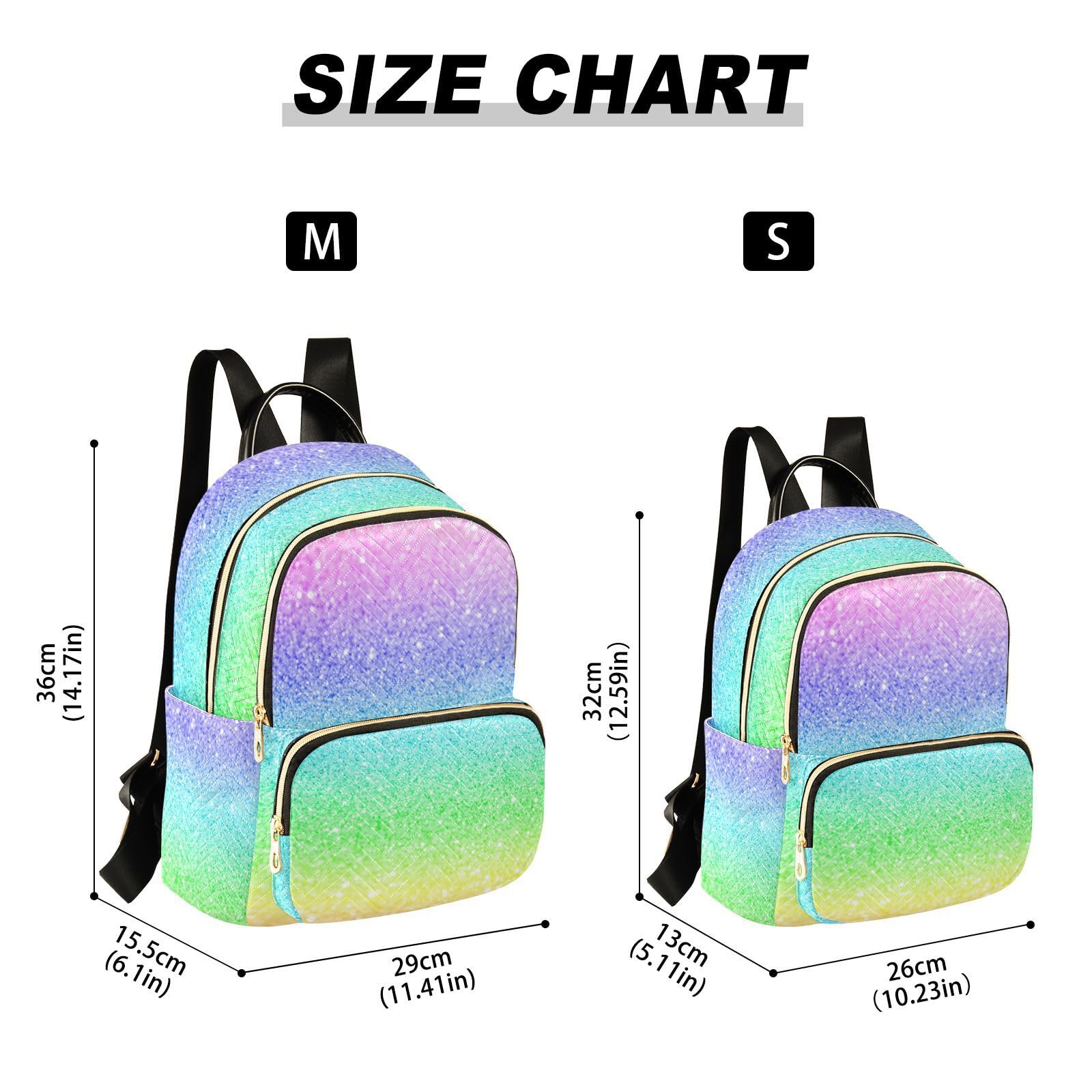Yasala Women Backpack Gradient Glitter Rainbow Sparkle Durable Travel Backpack Lightweight Handbag Lady Purse Roomy Double Zipper Weekend Bag for Everyday Use