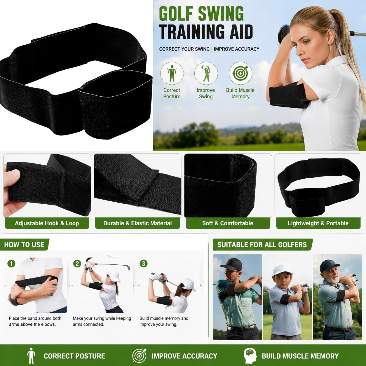 TRS Slider - Ayuda de entrenamiento de swing de golf, equipo de entrenamiento de golf con sincronización de swing para práctica en interiores y exteriores, ayudas de entrenamiento de golf para