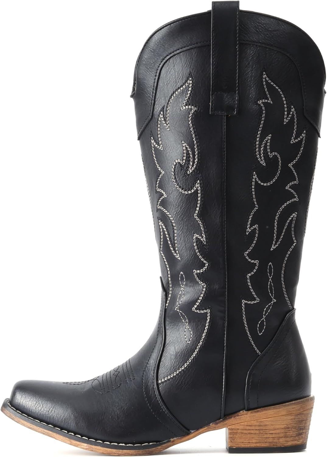 IUV Cowboy Boots for Women Mid Calf Fashion Cowgirl Boots with Embroidery Western Snip Toe