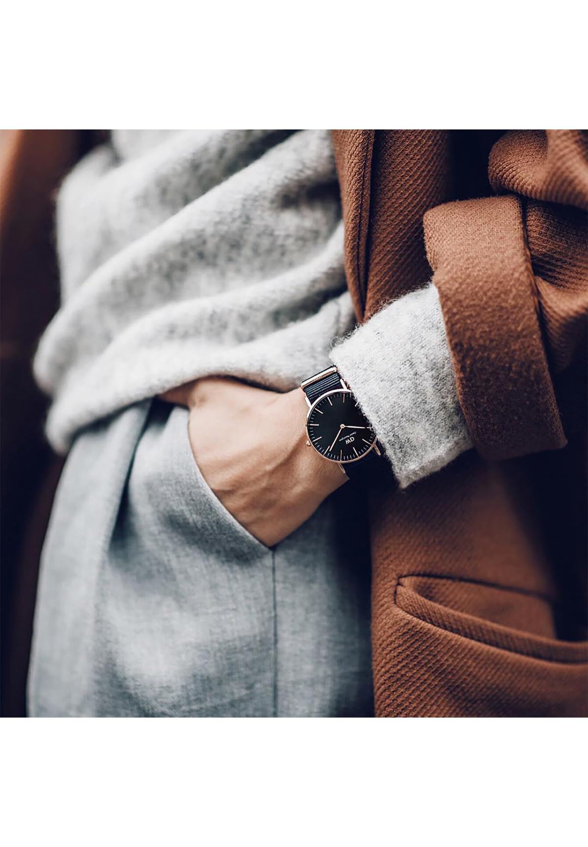 Daniel Wellington Orologio classico Cornovaglia, nero, oro rosa, 40 mm, NATO, da uomo