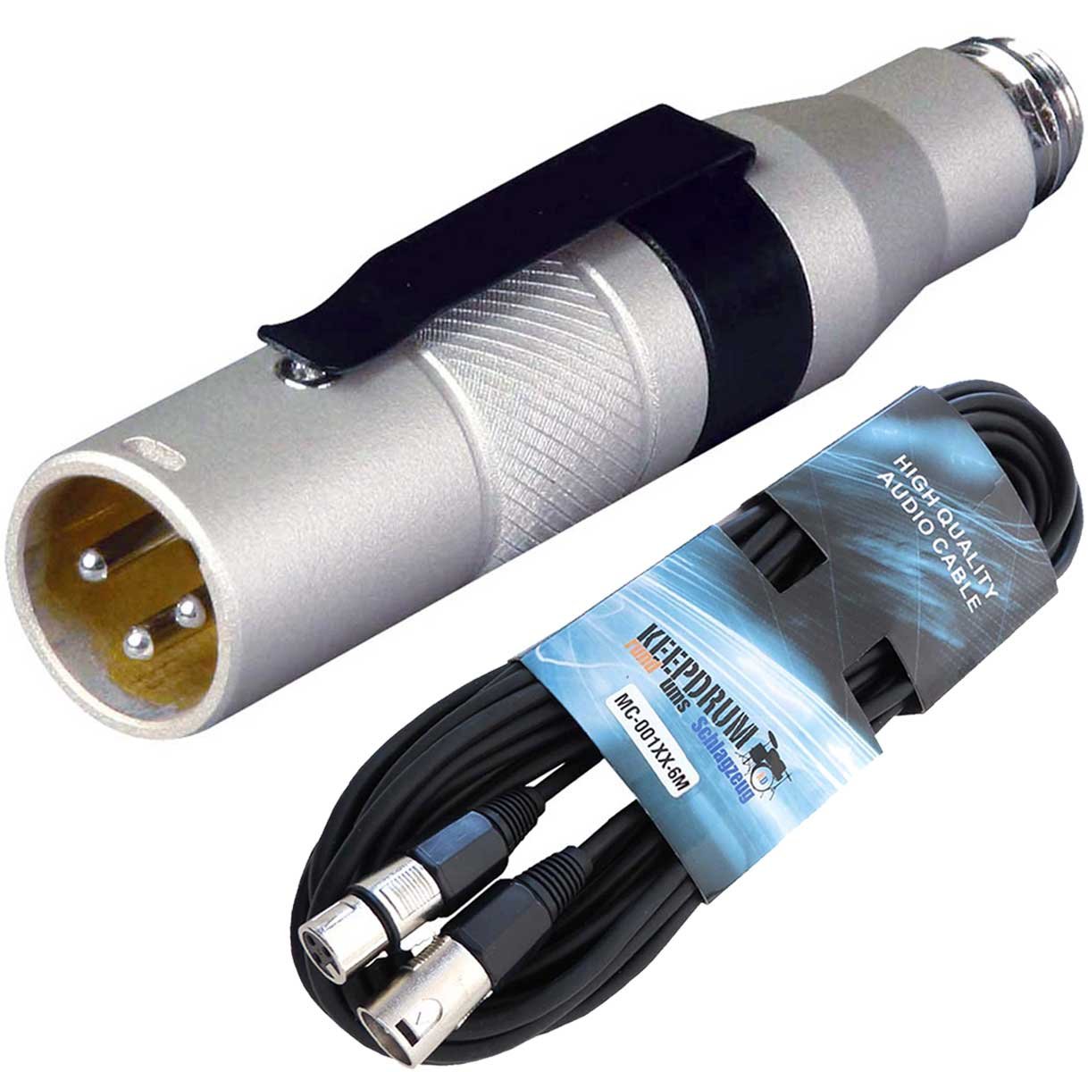 Mipro MJ53 Adapter-Stecker 4polig Mini-XLR auf 3 polig XLR + keepdrum 6m XLR Kabel