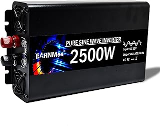 Power Inverter 2500 Watt,Vehicles 12V to 110V 220V Converter 2500w,Power Adapter,Pure Sine Wave Inverter for Car,RV,Solar,Truck,Camping Gear,with LCD Display