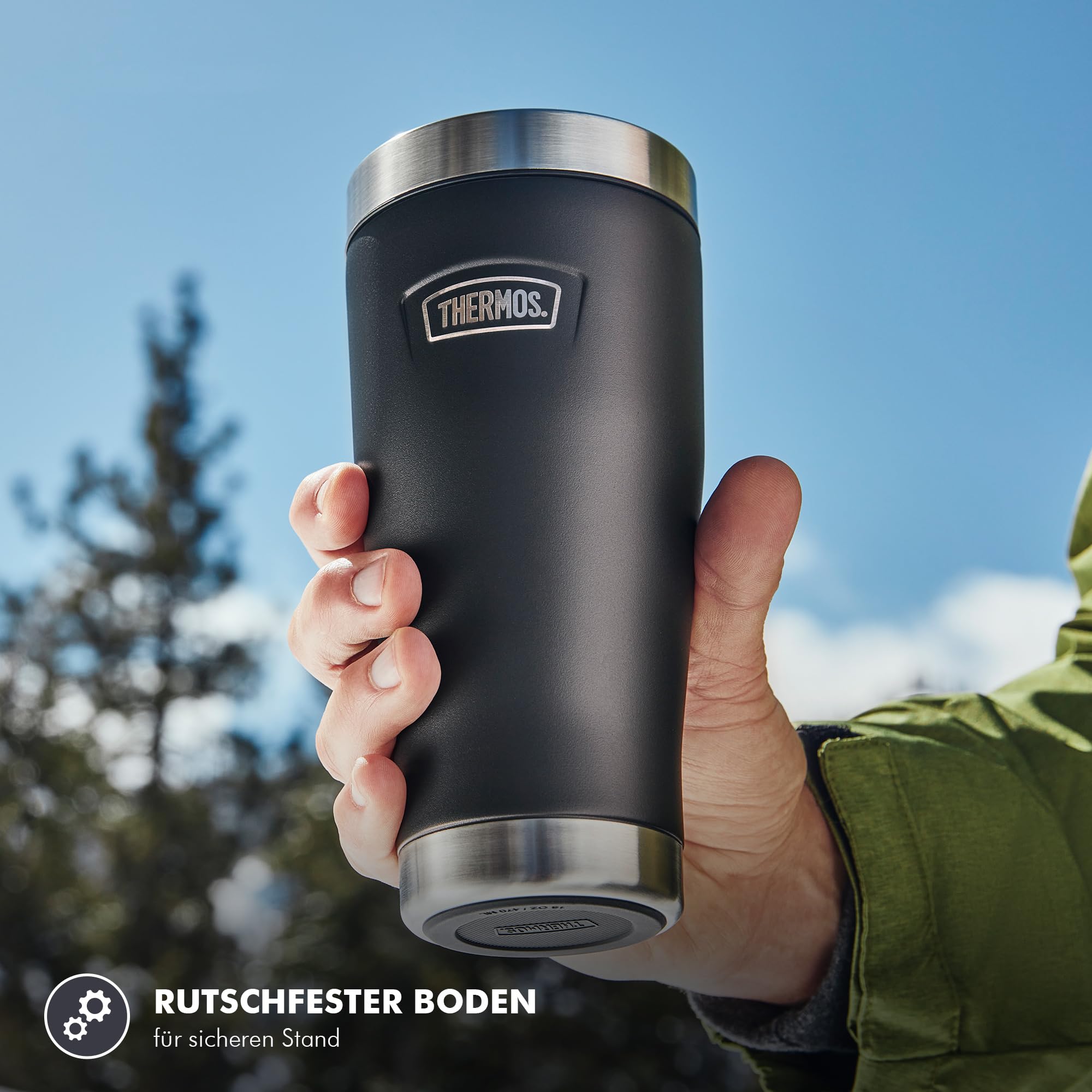 Thermos ICON Thermobecher 0,47 l, 7 h heiß, plum mat | 22 h kalt, auslaufsicherer Edelstahl-Isolierbecher, Kaffeebecher To Go, spülmaschinenfest, für Büro & unterwegs, lila