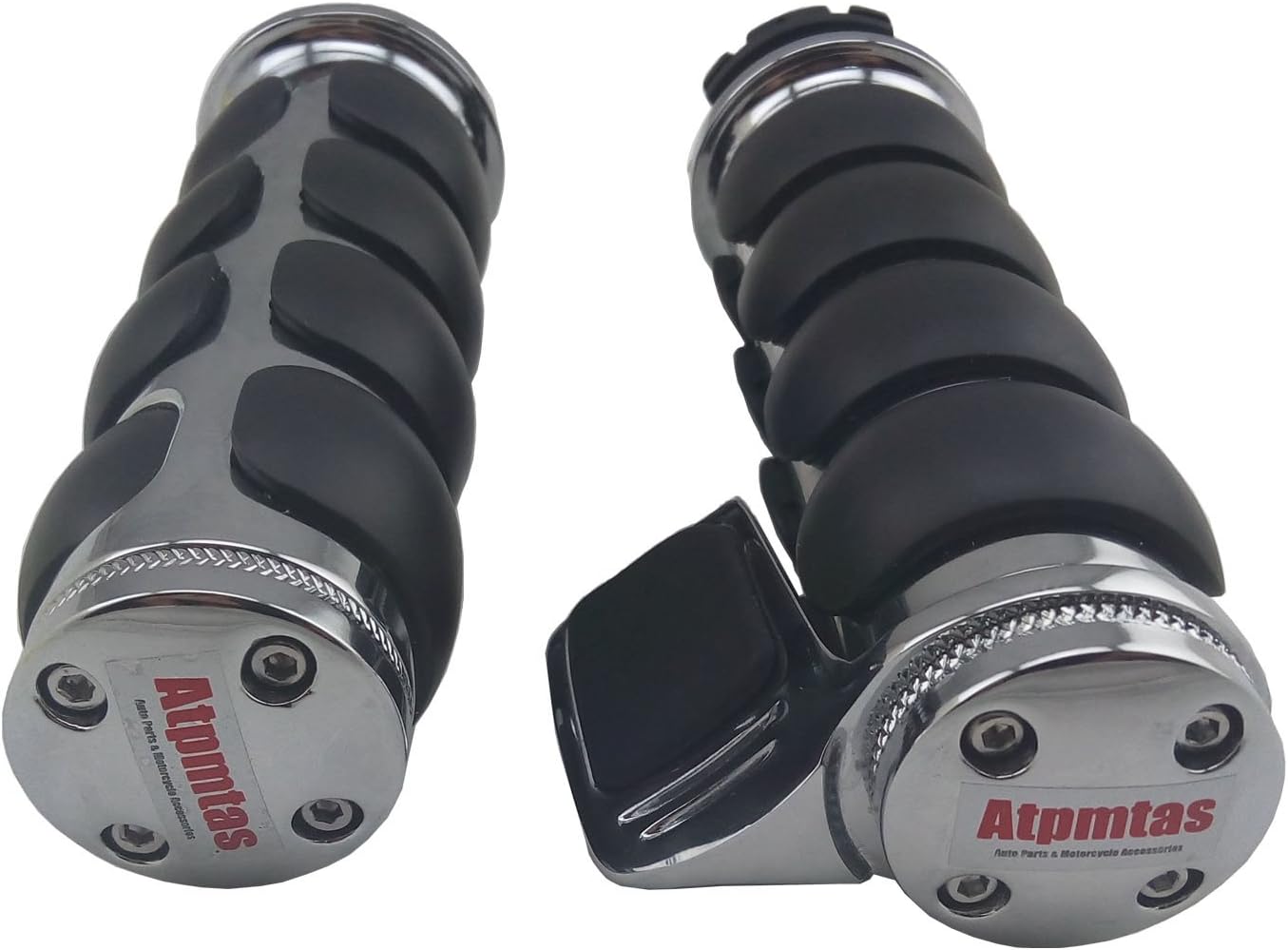 WASTUO 1 Pair Chrome Billet Aluminium Comfortable Hand Grips Throttle Assistor Cruise Assist Wrist for Motorcycle Cruiser Chopper Touring 1 Inch Handlebar