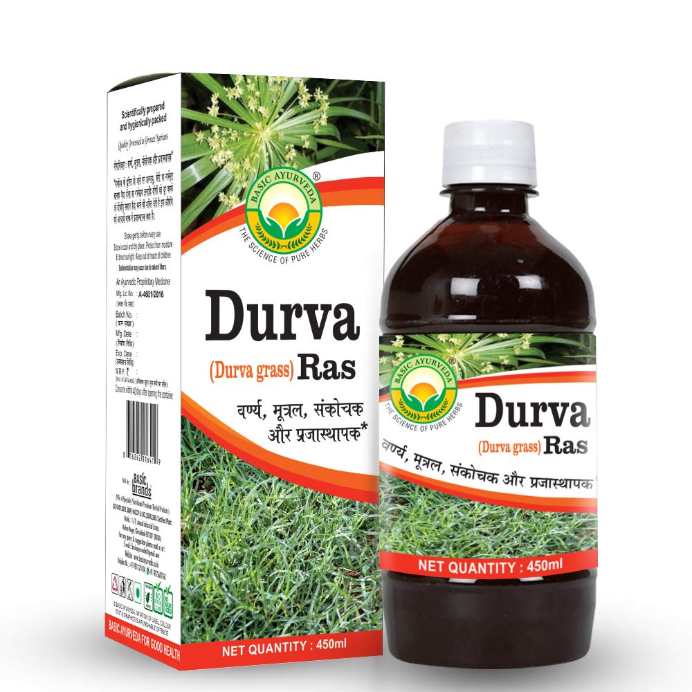 Basic Ayurveda Durva (Dhurva Grass) Juice 450 ml | Natural Ayurvedic Herbal Juice for Supporting Healthy Blood & Promoting Skin Wellness | Pure Herbal Detox Tonic