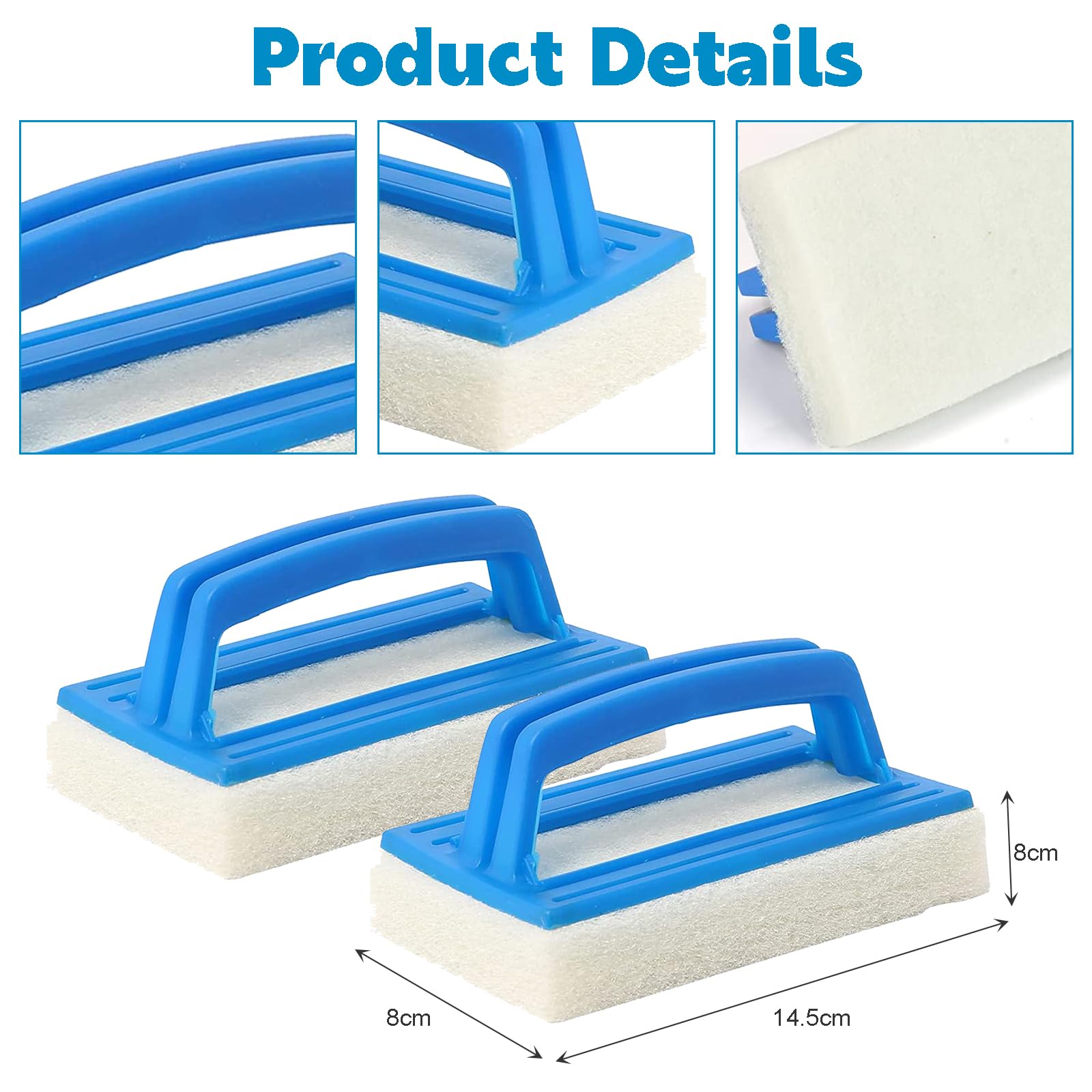 Vueinrg 2 x Sponge Water Line Brush, Swimming Pool Cleaning Brush Plastic Brush for Cleaning Swimming Pools Spa - Image 2