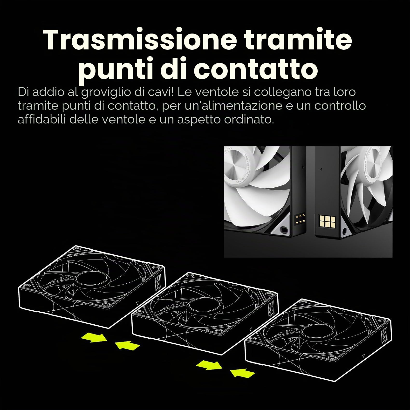 TRYX ROTA SL ARGB 120 Lama Inversa Nera – Ventola RGB PWM da 120mm in confezione da 3 per case PC e radiatori, collegamento a catena con cavo magnetico