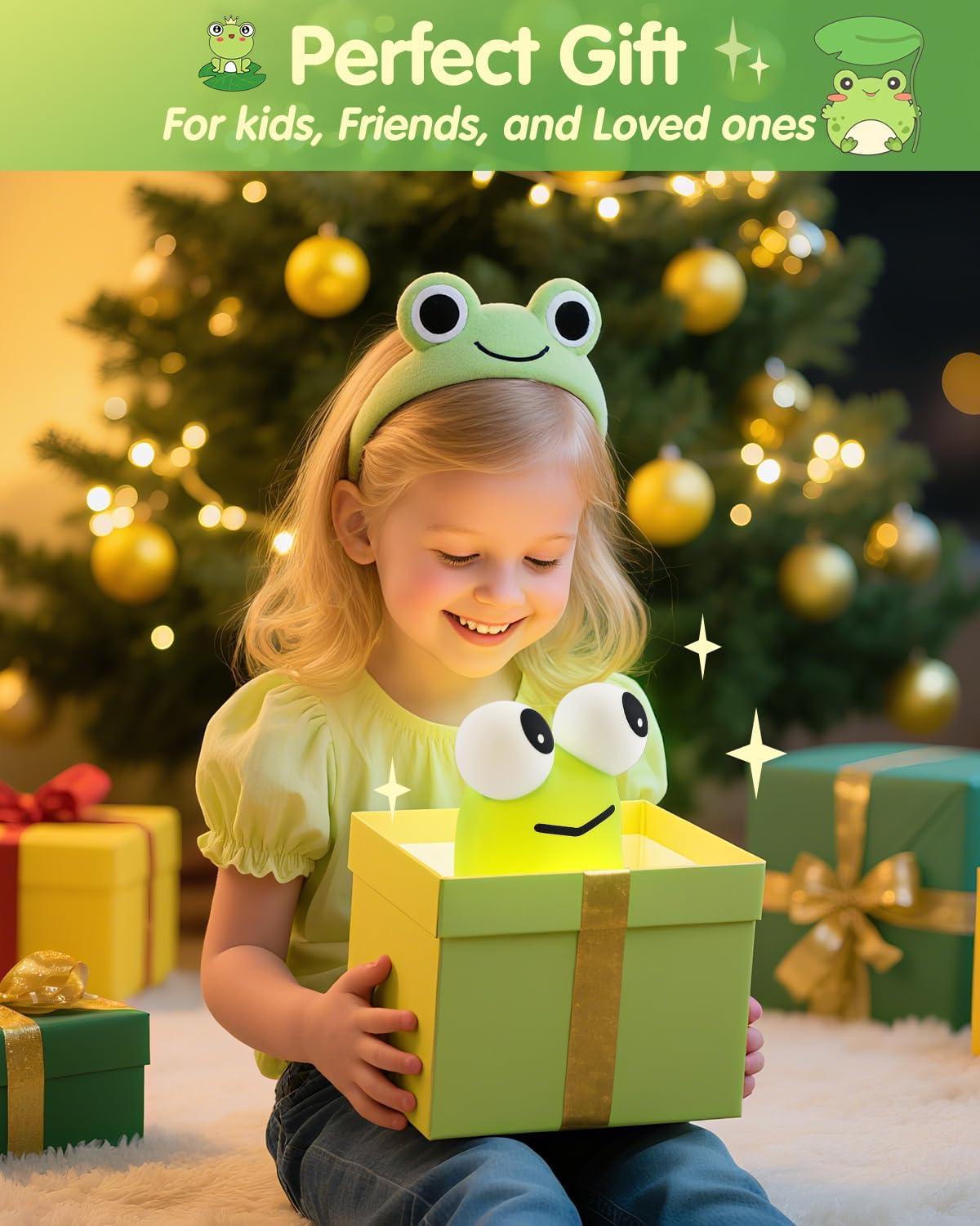 YISUN Frog Night Light for Kids, Soft Silicone Nursery Night Lamp Rechargeable LED Bedside Lamp with Timer, Cute Squishy Lamp for Boys Girls Christmas Gifts Room Decor Kawaii Toys - view 3