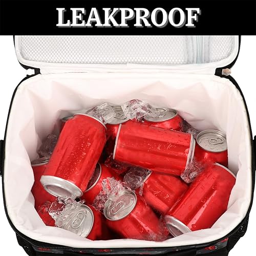 Miniatura 6 de Mularoka Ladybugs - Lonchera aislada para mujeres y hombres, grande, reutilizable, para oficina, picnic, campamento, playa, a prueba de fugas, con