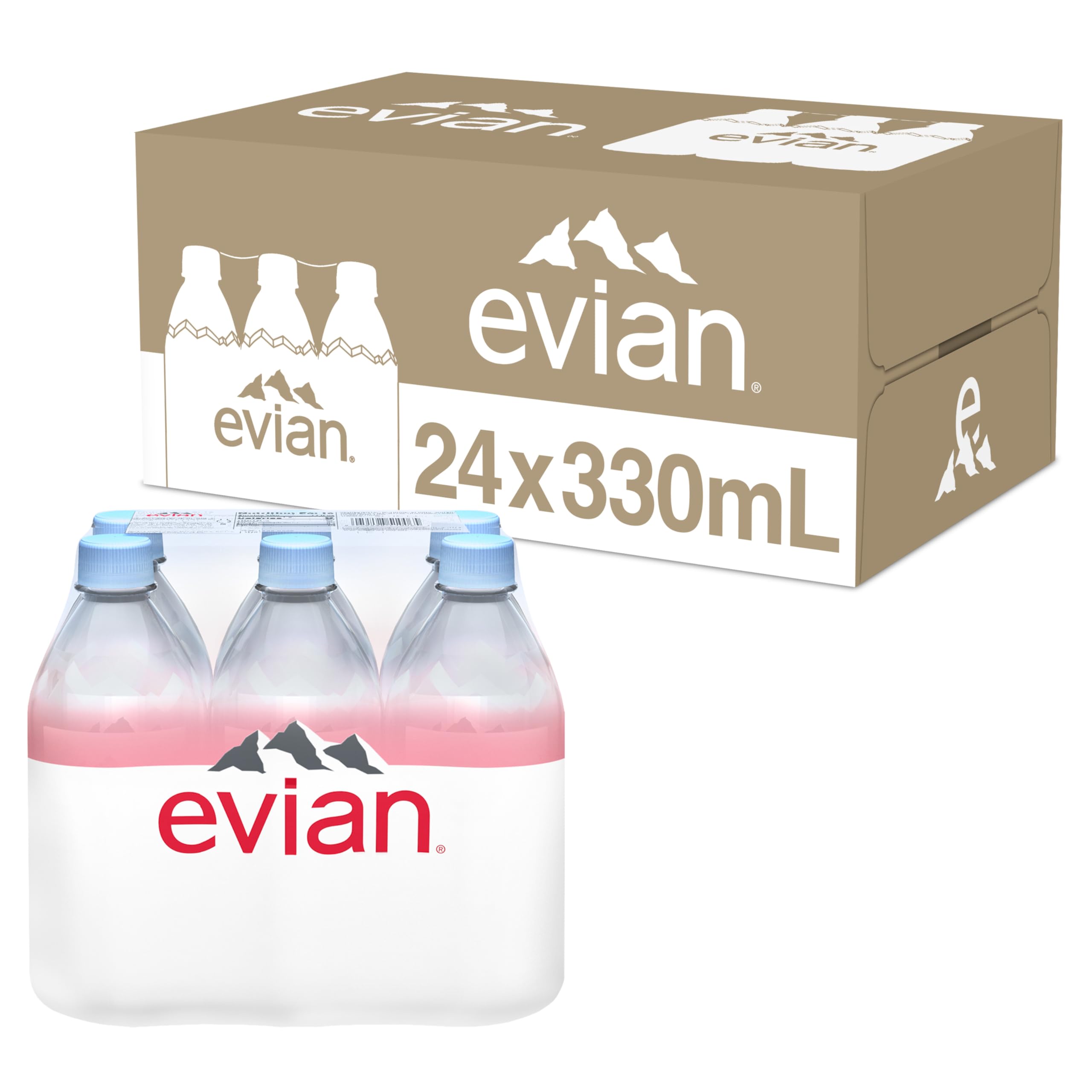 evian Natural Spring Water One Case of 24 Individual 330 ml (11.2 Fl. Oz.) Mini-Bottles, Naturally Filtered Spring Water Small Water Bottles