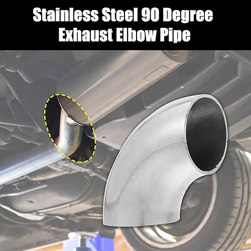 Miniatura 2 de X AUTOHAUX 1 unidad OD 1.65 pulgadas 90 grados de codo de tubo de escape de acero inoxidable SS304 para sistema de escape modificado para automóvil,
