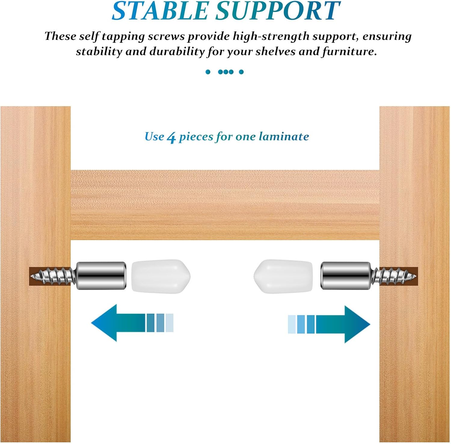 50 Pcs Self-Tapping Screws Shelf Support Pegs with Non-Slip Sleeve Heavy Duty Cabinet Pegs for Kitchen Cupboard Closet Furniture Shelves