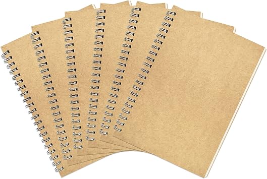 Ykimok 6 Pack College Ruled Notebook, Soft Yellow Cover Spiral Notebook, Memo Notepad Sketchbook, Students Office Business Diary Spiral Book Journal,100 Pages, 50 Sheets, 7.48 x 5.11 Inch