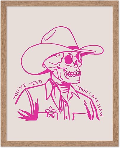 Miniatura 41 de Poster Master Póster con texto en inglés "You've Yeed Your Last Haw", estampado retro de vaquero rosa, arte occidental, arte moderno, arte del