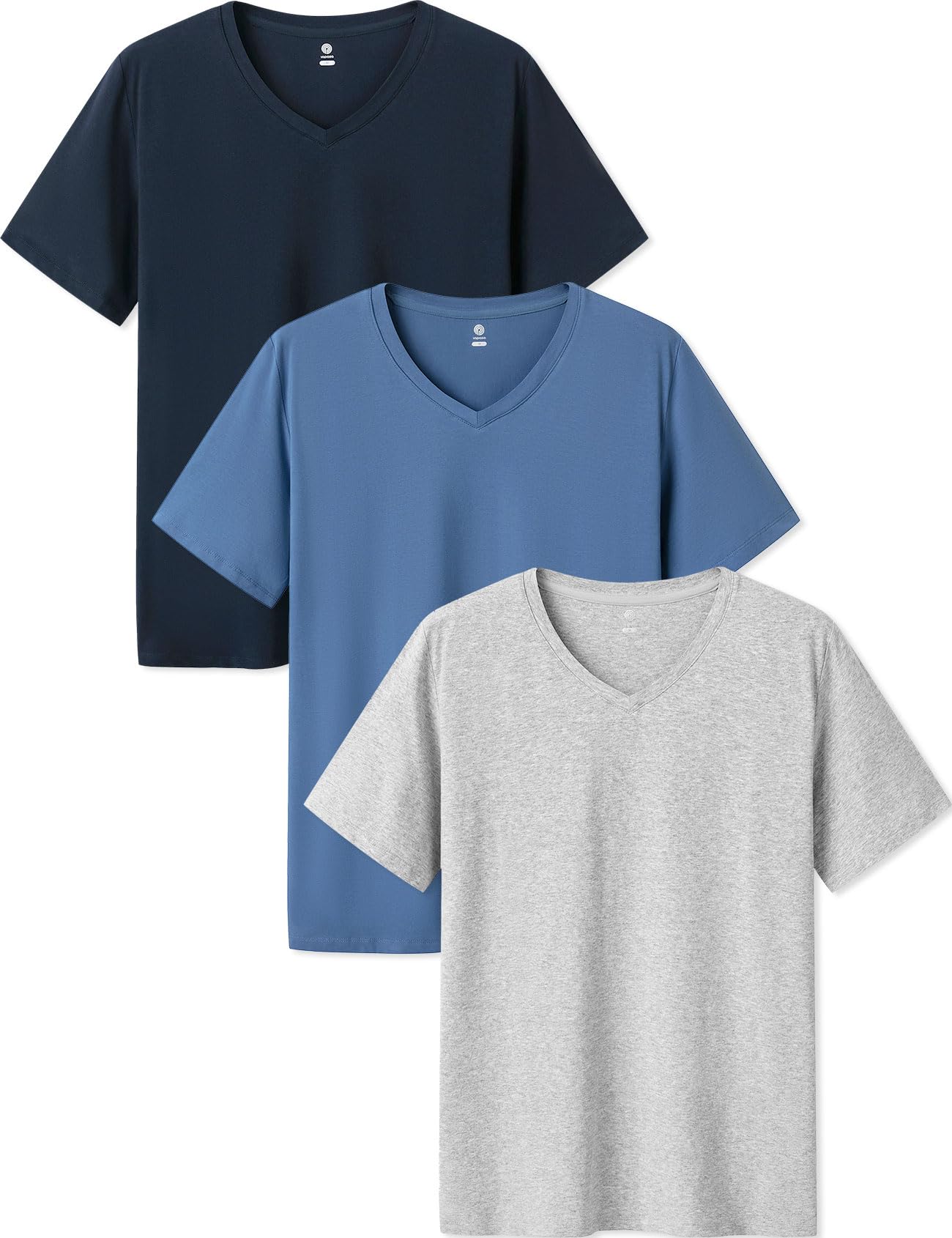 LAPASA Lot de 3 T-Shirts ou Maillots de Corps Homme Uni en Coton de Qualité Manches Courtes Doux et Confortables Col Rond/Col en V M05/M06