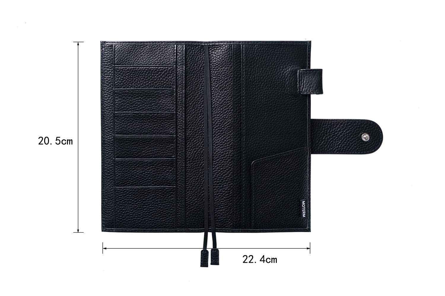 Moterm Leather Cover for Hobonichi Weeks - Fits Weeks Mega with Back Pocket, Pebble Black, 188mm x 94mm - Image 2