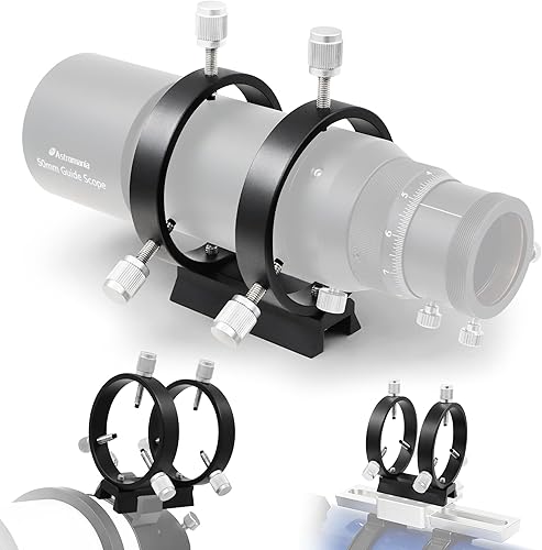 Astromania Juego de anillos de guía ajustables con placa – 2.717 in de diámetro interior (par) – para tubo de telescopio de diámetro o buscadores de