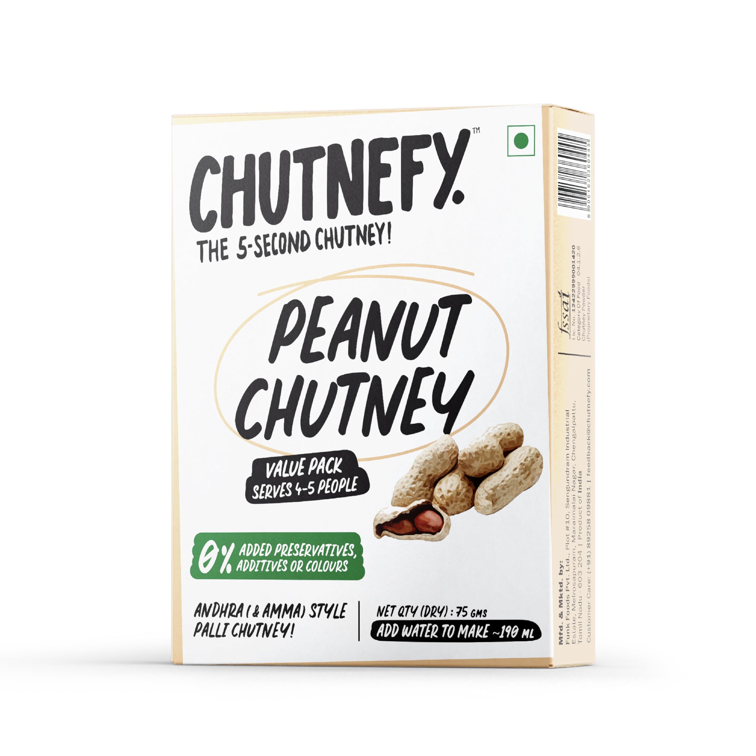 Chutnefy Peanut (Singdana/Mumfali/Palli) Chutney | 100% Natural | Pack of 1*75gms (Dry) | Add Water to make 225ml | 4-5 Servings | No Preservatives Authentic Andhra Style | Instant Chutney in 5 Second-image-49
