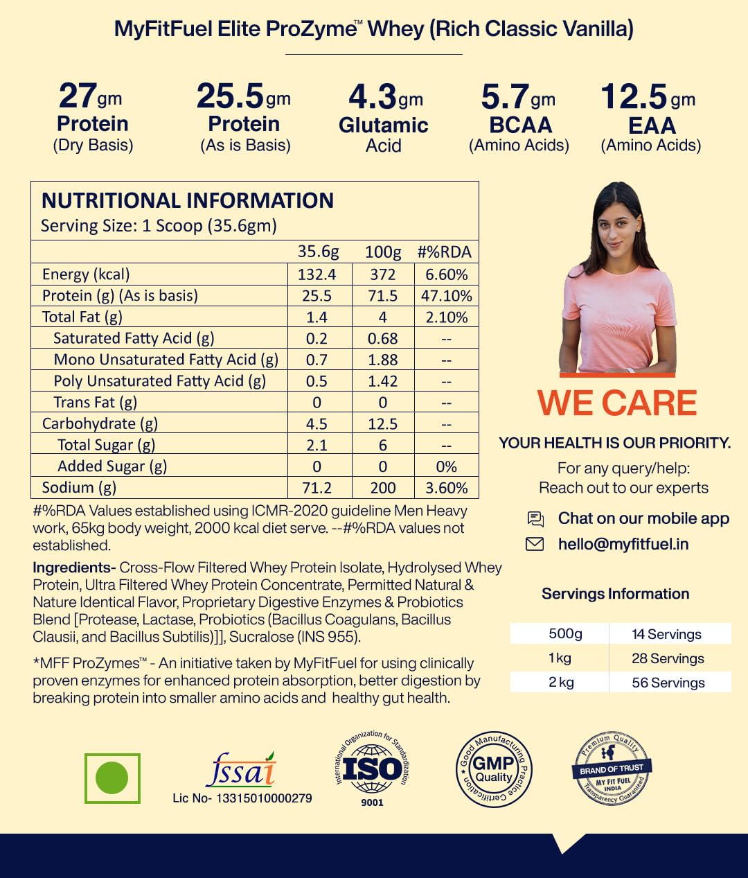 MyFitFuel Elite ProZymes Whey Isolate Primary Source, Hydrolyzed Whey | Clinical Trial Enzyme & Probiotics For Faster Digestion Enhanced Absorption & Gut Health (Rich Classic Vanilla, 500g) 1