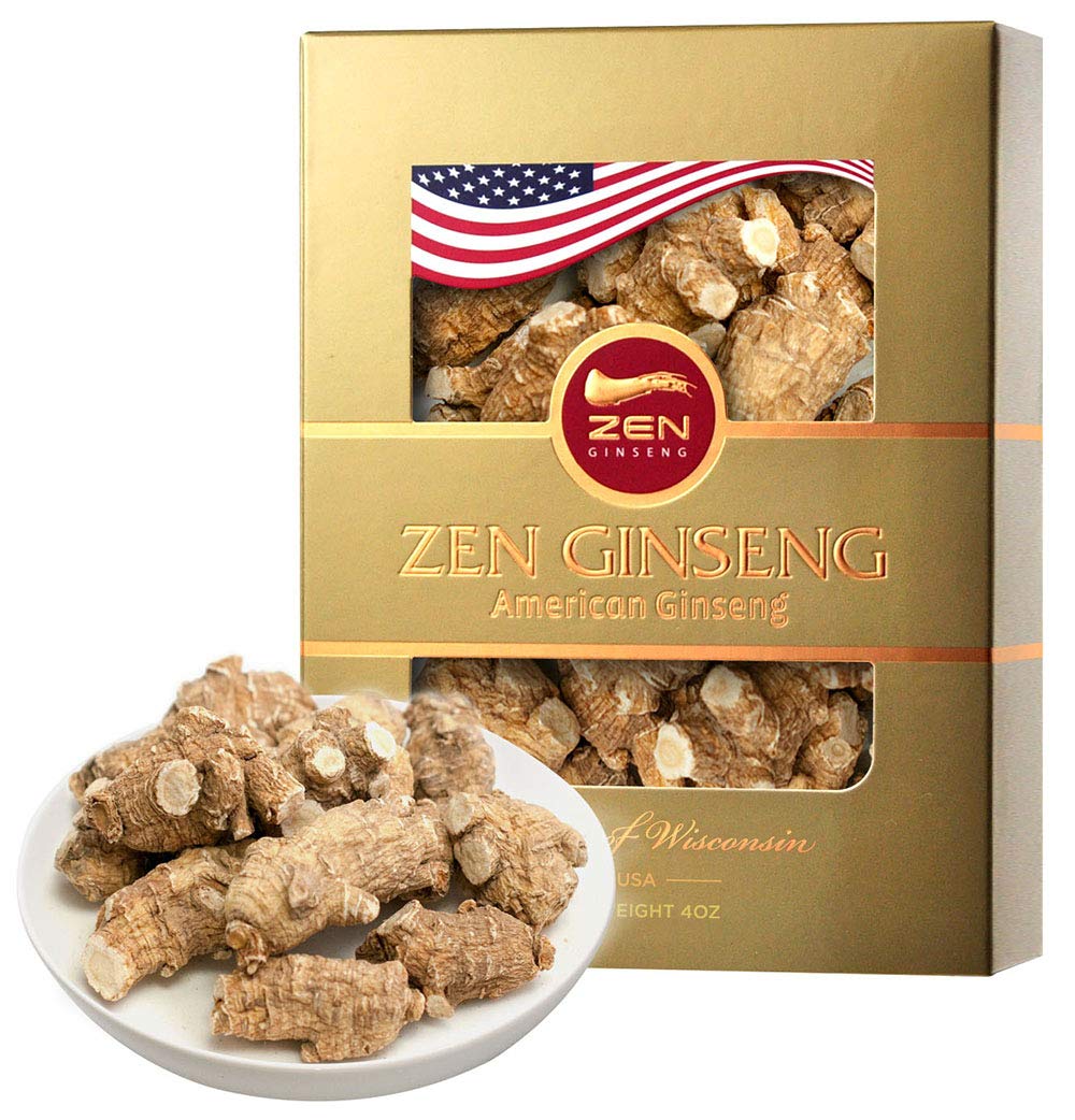 Premium Quality of Extra Large Round - American Wisconsin Ginseng Root (4oz/Box) Boosts Energy, Performance & Mental Health for Men & Women. ZenGinseng USA